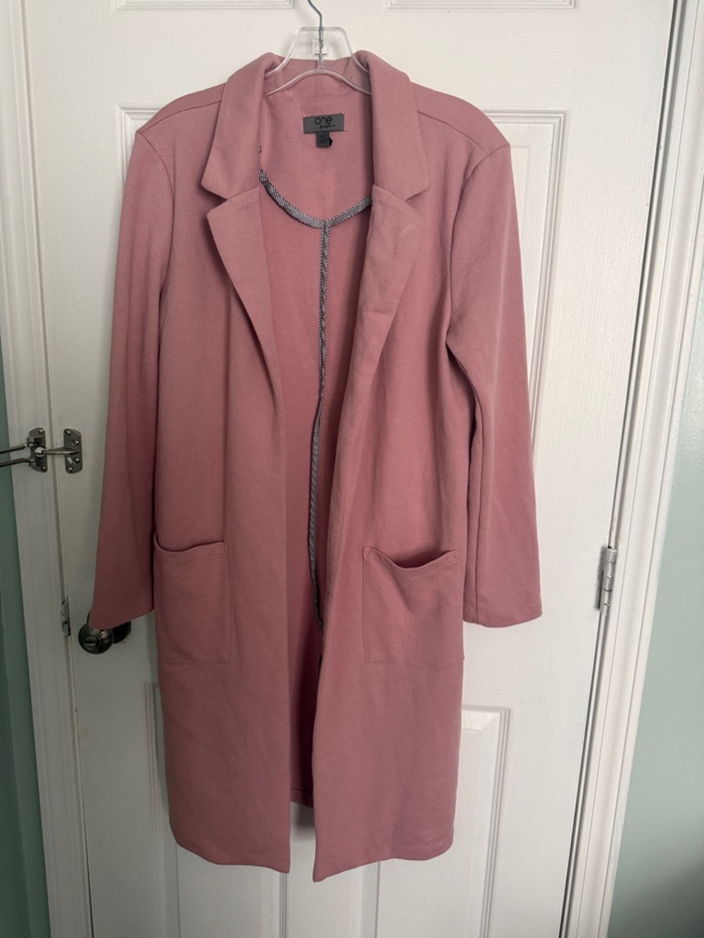 COBBLESTONE Dusty Rose Open-Front Long Blazer